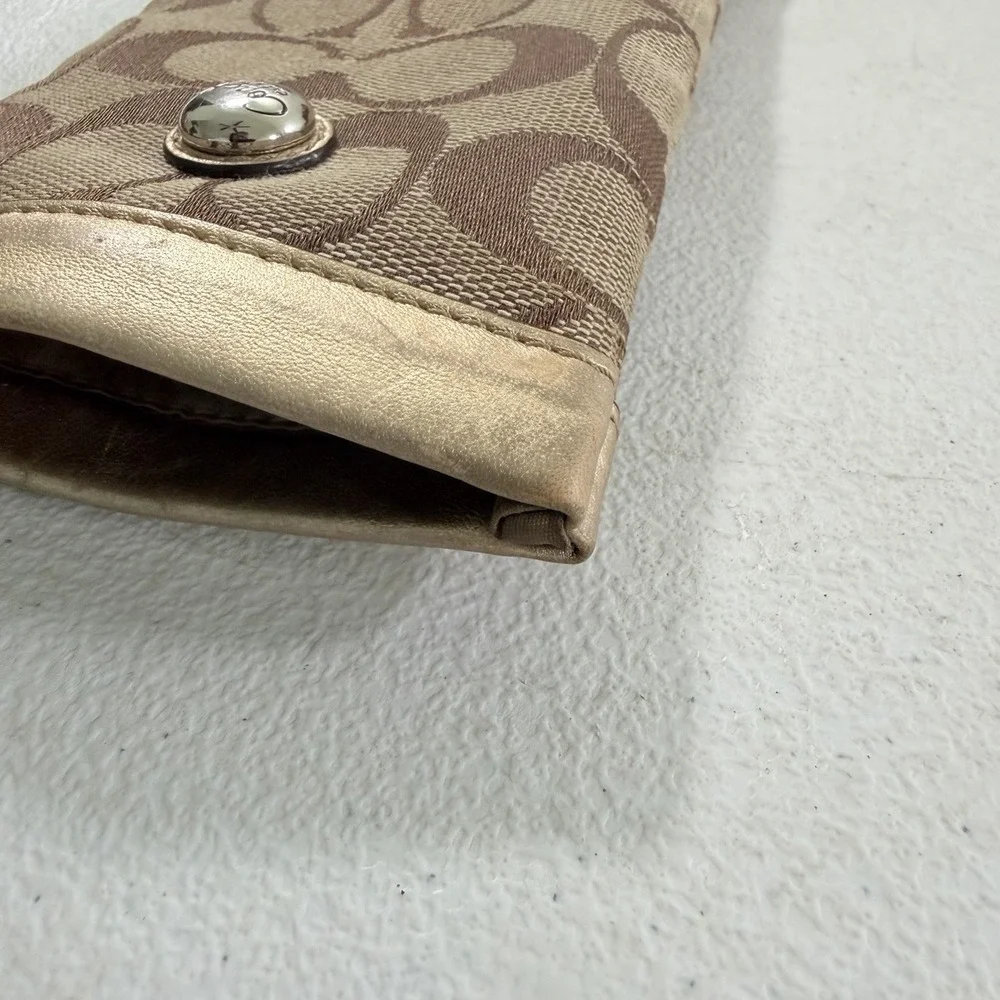 Coach Signature Canvas Leather Soft Eyeglasses Sunglasses Case Gold Squeeze Top